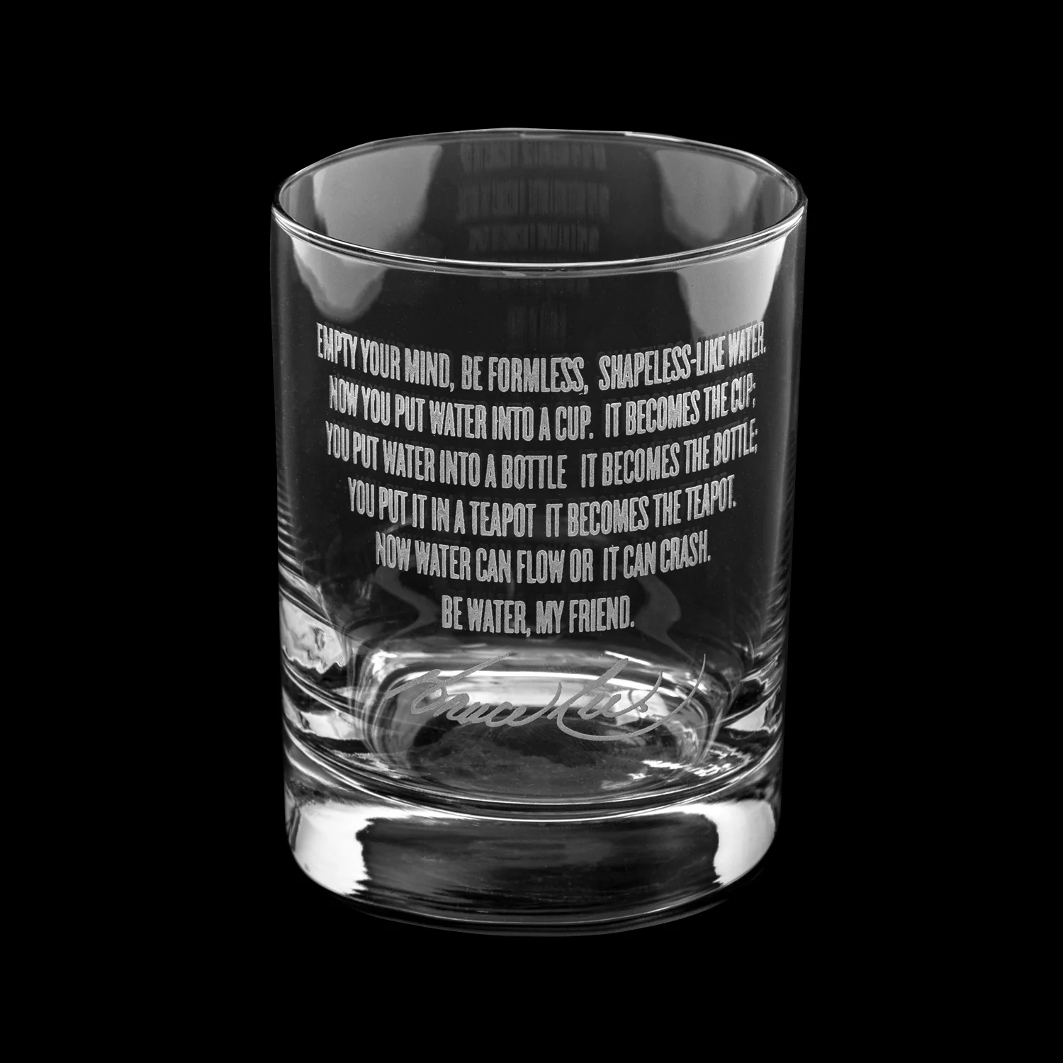 Be Water Full Quote 13.5oz Etched Glass
