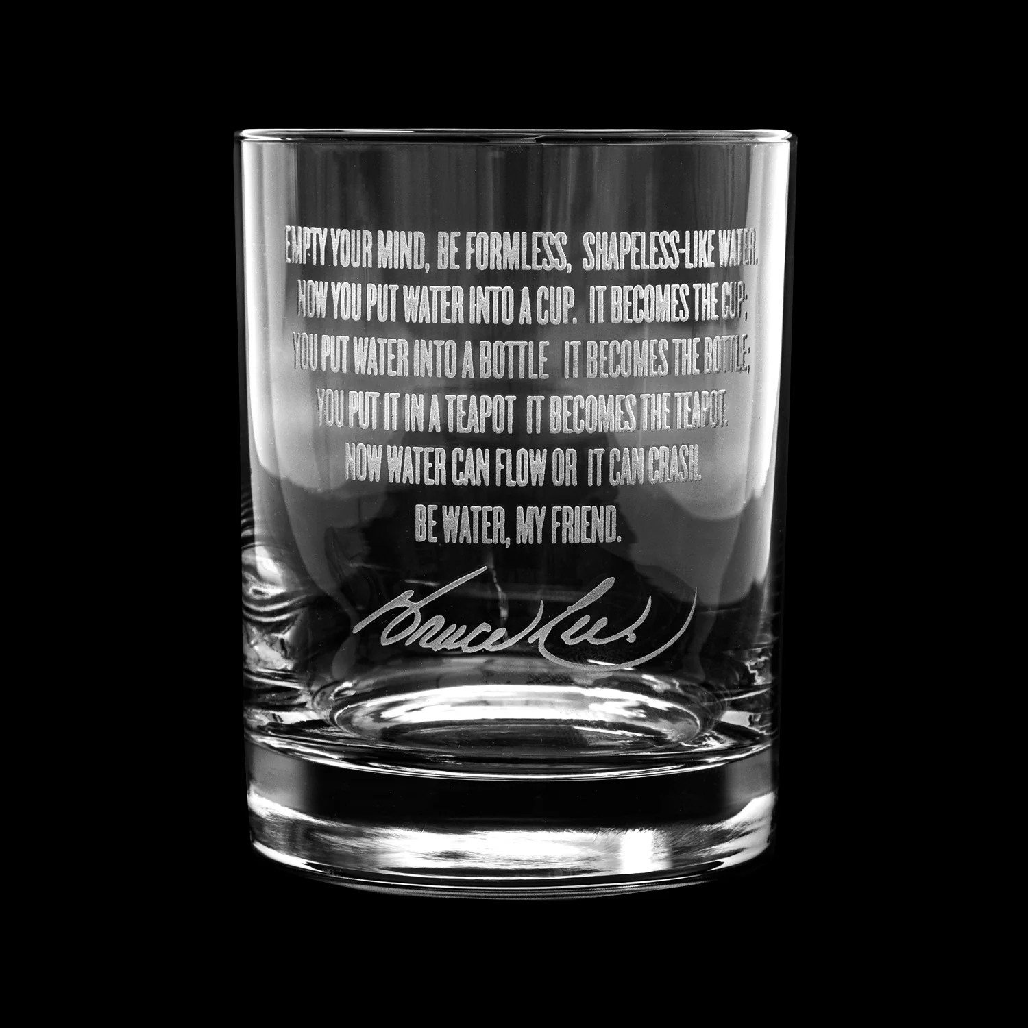 Be Water Full Quote 13.5oz Etched Glass - Image 2